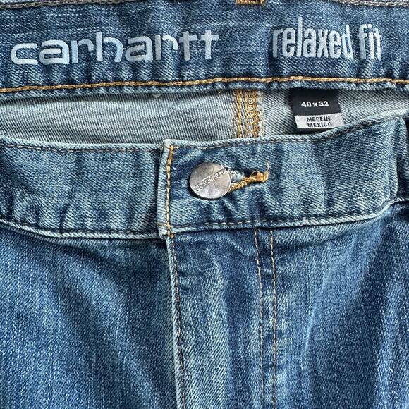 Carhartt Relaxed Fit Men's Jeans 40x32 Straight Blue Denim Five Pocket Work Pant - Picture 6 of 6